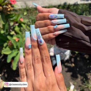 Coffin French Ombre Nails