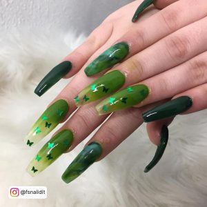 Coffin Lime Green Nails