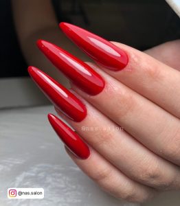 Coffin Long Red Nail Designs