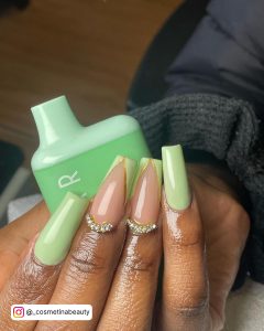 Coffin Mint Green Nails