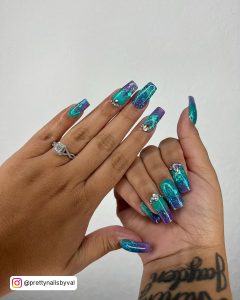 Coffin Nails With Glitter