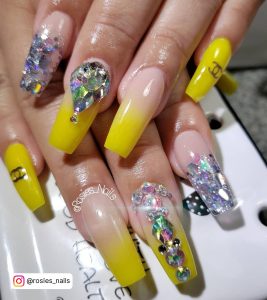 Coffin Neon Yellow Nails
