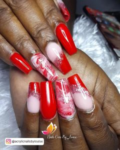 Coffin Pink And White Ombre Nails