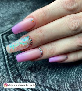 Coffin Pink Ombre Nails