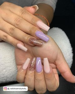 Coffin Purple French Tip Nails
