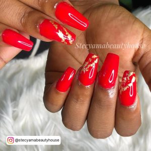Coffin Red Nail Designs