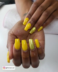 Coffin Shaped Nails Yellow