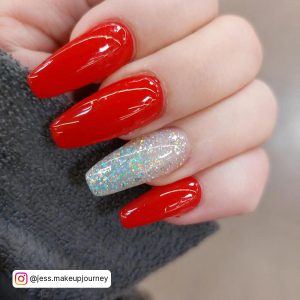 Coffin Simple Valentines Nails