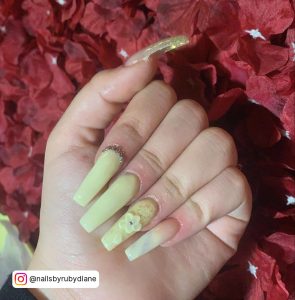 Coffin Yellow Nails