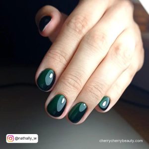 Cute Black And Green Nails For Short Length