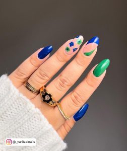 Cute Blue And Green Nails