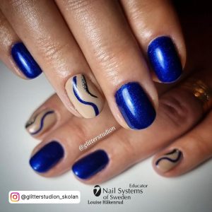 Cute Blue Nails Short