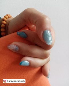 Cute Blue Short Nails