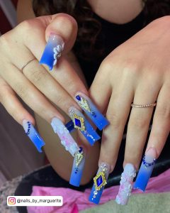 Cute Long Blue Nails