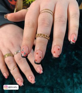 Cute Red Nails With Diamonds