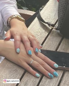 Cute Short Blue Nails