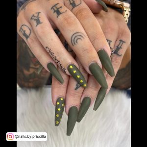 Dark Army Green Nails