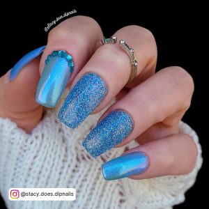 Dark Blue Nails With Glitter