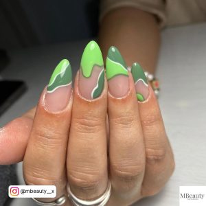 Dark Green Almond Nails