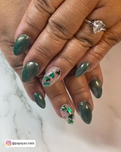 Dark Green Almond Shaped Nails