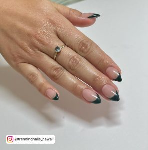 Dark Green And Orange Nails