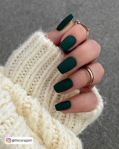 Dark Green French Nails