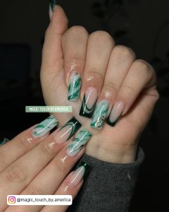 Dark Green Nails With Gold