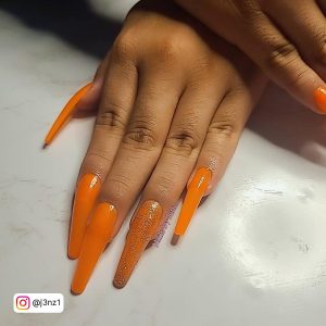 Dark Orange Nails Coffin