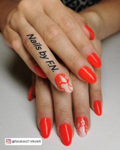 Dark Orange Red Nails