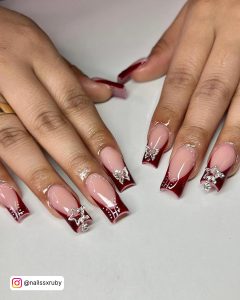 Dark Red Almond Nails
