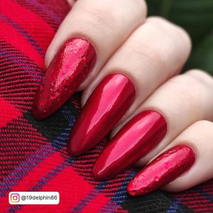 Dark Red Glitter Nails