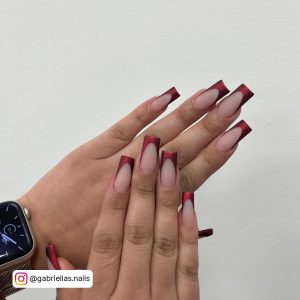 Dark Red Matte Nails