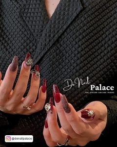 Dark Red Nail Design
