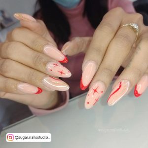 Dark Red Nails Almond