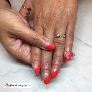 Dark Red Orange Nails