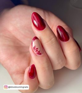 Dark Red Oval Nails