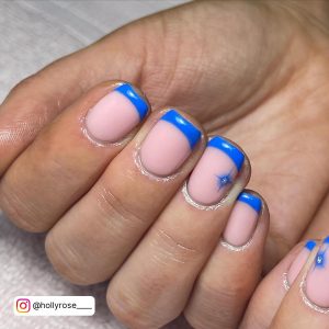 Different Shades Of Blue French Tip Nails