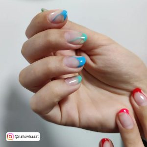 Easy Red White And Blue Nails With French Tips