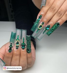 Emerald Green Acrylic Nails