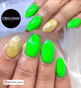 Emerald Green And Mustard Yellow Nails