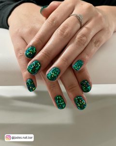 Emerald Green And Pink Nails
