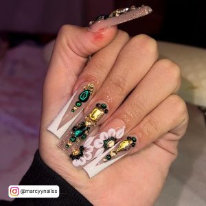 Emerald Green Marble Nails