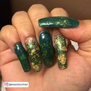 Fall Acrylic Nails Green