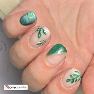 Forest Green French Tip Nails