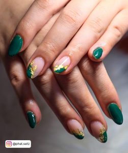 Forest Green Nails Sparkle Ombre Coffin