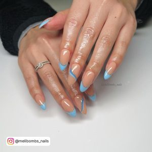 French Nails With Blue Tips