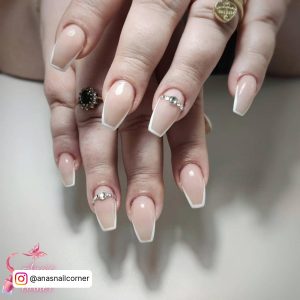 French Tip Acrylic Nails Coffin