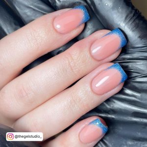 French Tip Blue Nails