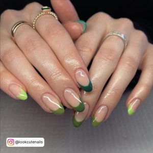 French Tip Green Nails