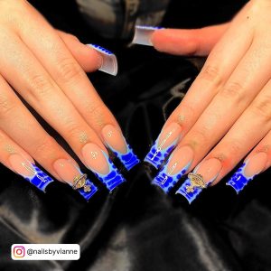 French Tip Nail Designs Blue
